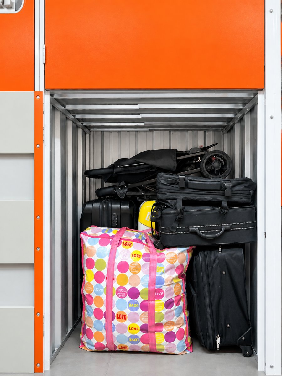 ตู้ Locker ที่มีกระเป๋าเดินทางจัดเก็บอยู่ ที่พระราม 4
